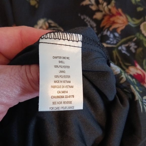 Tamara H Womens Blouse 2X Black Floral Ruffled Neckline Sheer 3/4 Sleeve Spring - Picture 6 of 7